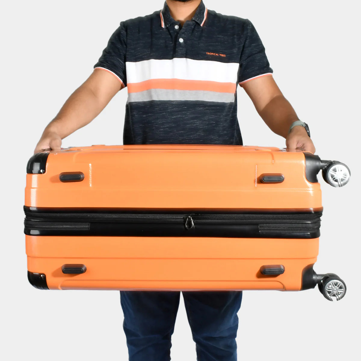 Smart Polo, 3-Piece Luggage Set – ABS Expandable Suitcases (28"/24"/20") - Orange - Image 7