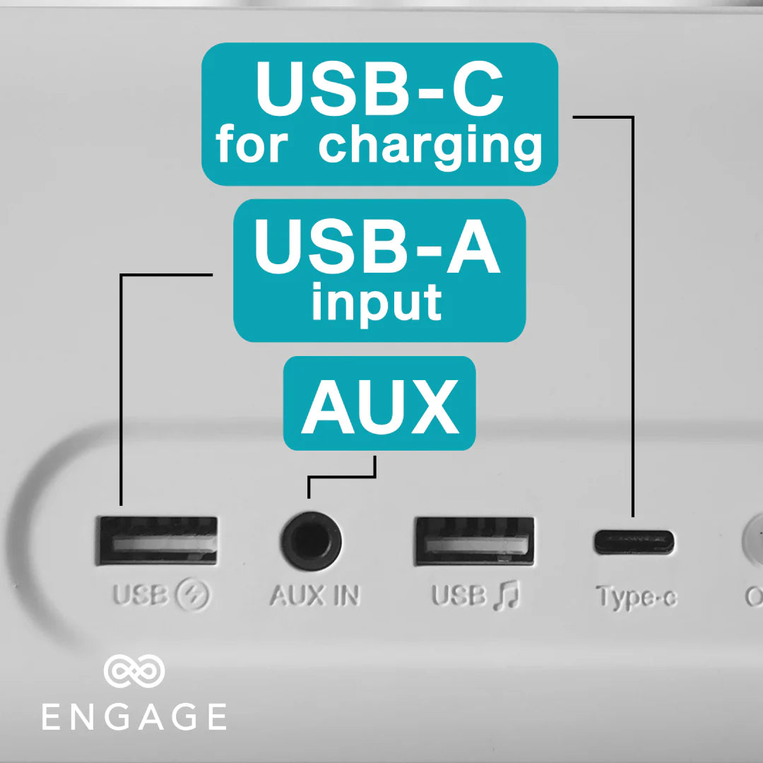 Engage, Multifunctional Bluetooth Speaker with Digital Alarm Clock - White - Image 9