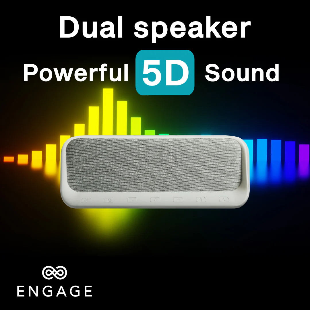 Engage, Multifunctional Bluetooth Speaker with Digital Alarm Clock - White - Image 3