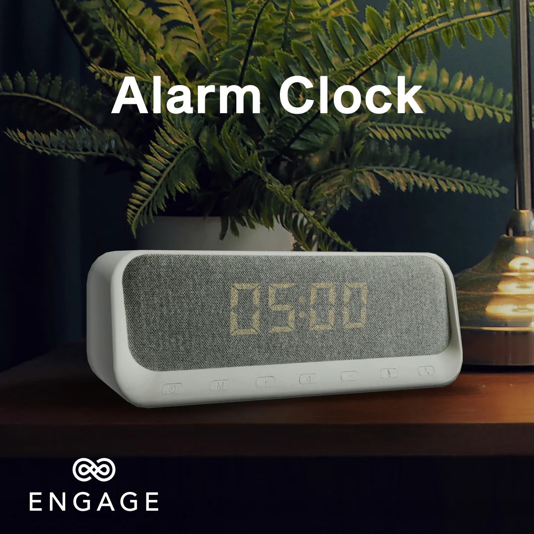 Engage, Multifunctional Bluetooth Speaker with Digital Alarm Clock - White - Image 6