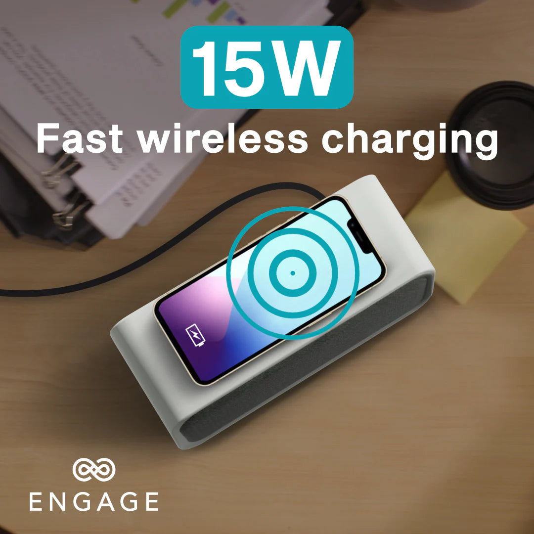 Engage, Multifunctional Bluetooth Speaker with Digital Alarm Clock - White - Image 7