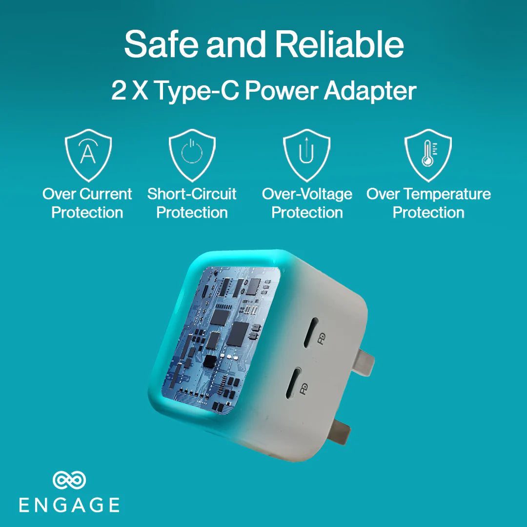 Engage, Dual USB-C Port Power Adapter (35W) - White - Image 8