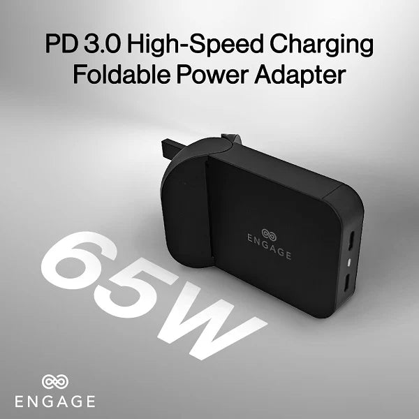 Engage, Foldable Dual USB-C Power Adapter (65W) - Black - Image 4