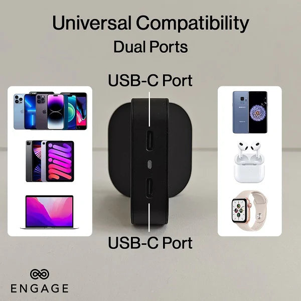 Engage, Foldable Dual USB-C Power Adapter (65W) - Black - Image 7