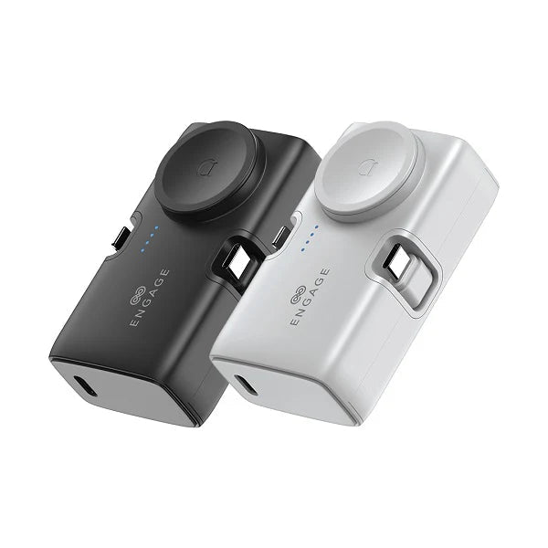 Engage, Portable Dual Port Lightning/USB-C & Watch Charging Power Bank (5000mAh) - White - Image 4