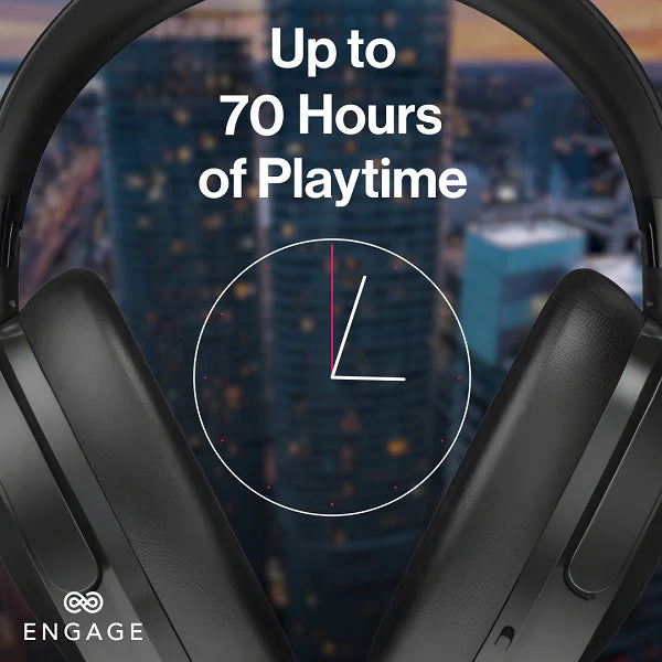 Engage Over-Ear Wireless Hybrid ANC Headphones – Dual Drivers, 70H Playtime, Transparency Mode - Black - Image 5