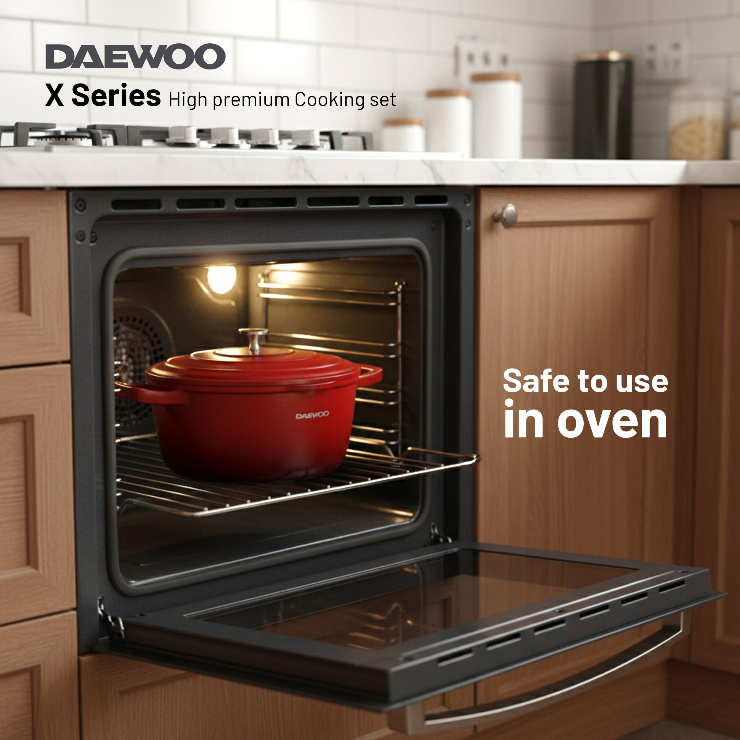 Daewoo Granite Casserole with Lid - Size 28 cm - Red - Default Title - Image 8