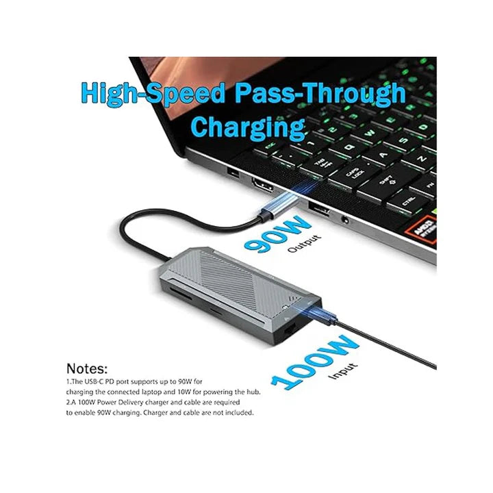 Redragon UCA 9-Port USB-C Hub - Black - Black - Image 4