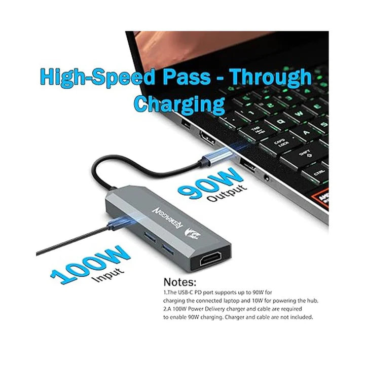 Redragon UCA 4-Port USB-C Hub - Black - Black - Image 5