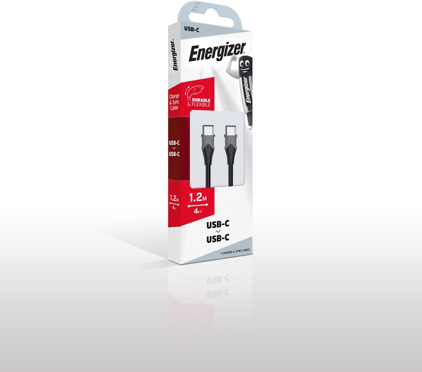 Energizer USB-C/C2.0 Cable, 1.2 m, Black - Default Title - Image 3