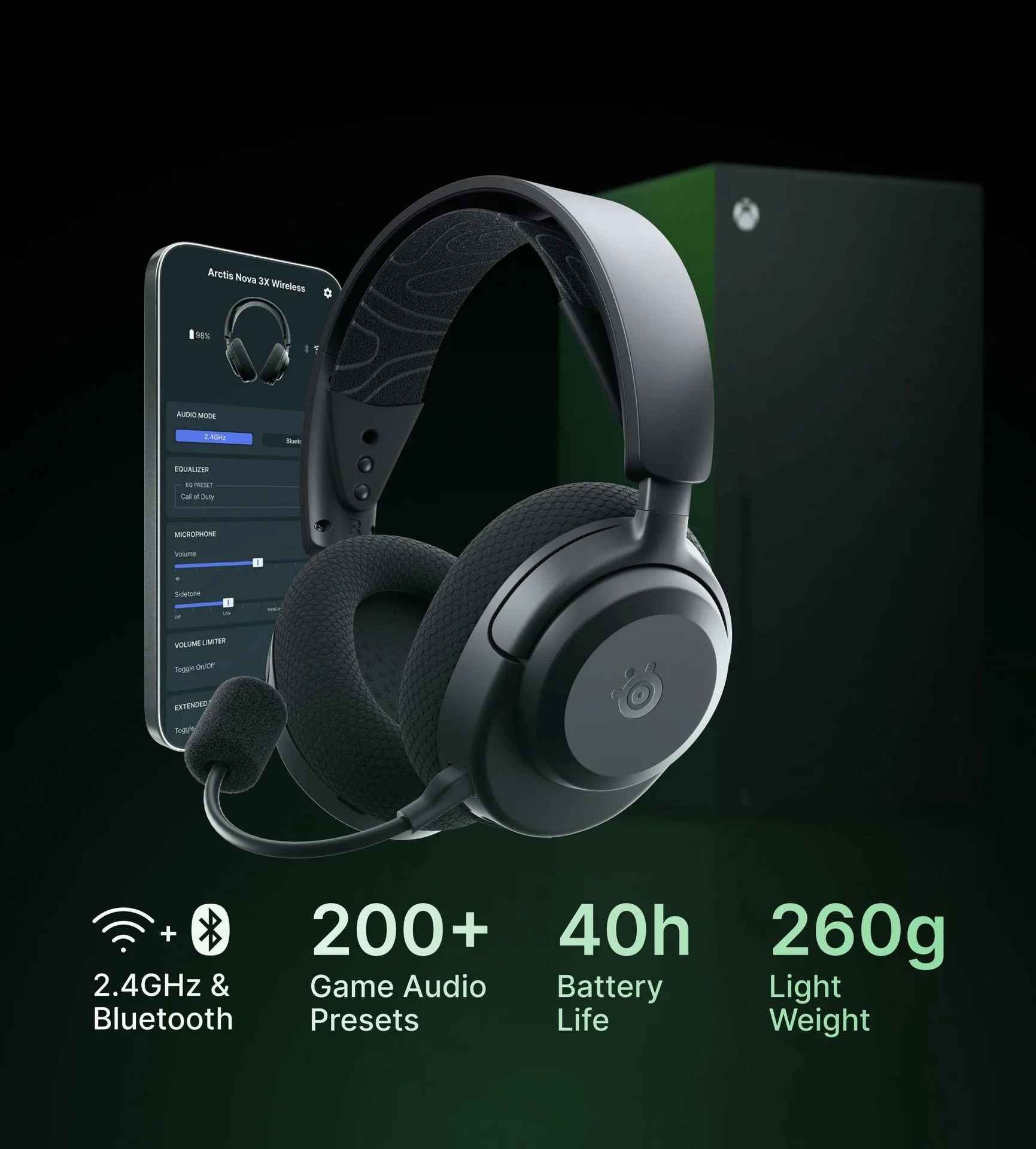 SteelSeries Arctis Nova 3X Wireless Gaming Headset For Xbox And Other Platforms - Black - Image 4