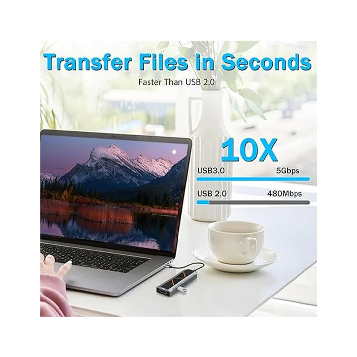 Redragon UCA 4-Port USB-C Hub - Black - Black - Image 6