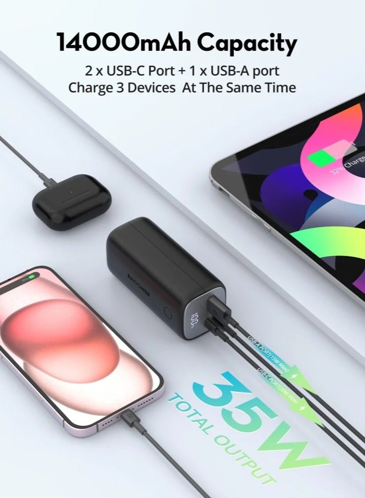 14000 mAh RAV Power RP-PB208 Mini PD Pioneer PD30W 3-Port Power Bank Black - Default Title - Image 5