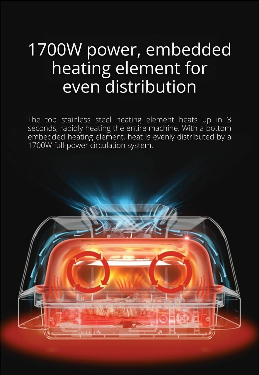 Arshia GM498-3305BS, 10-in-1 Air Fryer Grill Master 1750W – 10L XL Capacity - Black - Image 10