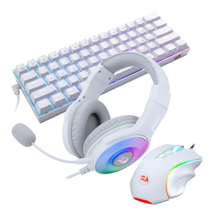 Redragon S129W, 3in1 Gaming Mouse, Headset and Keyboard Combo - White - White - Image 3