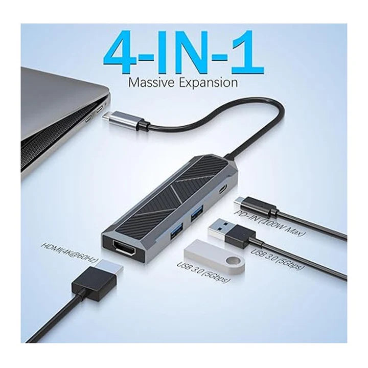 Redragon UCA 4-Port USB-C Hub - Black - Black - Image 7