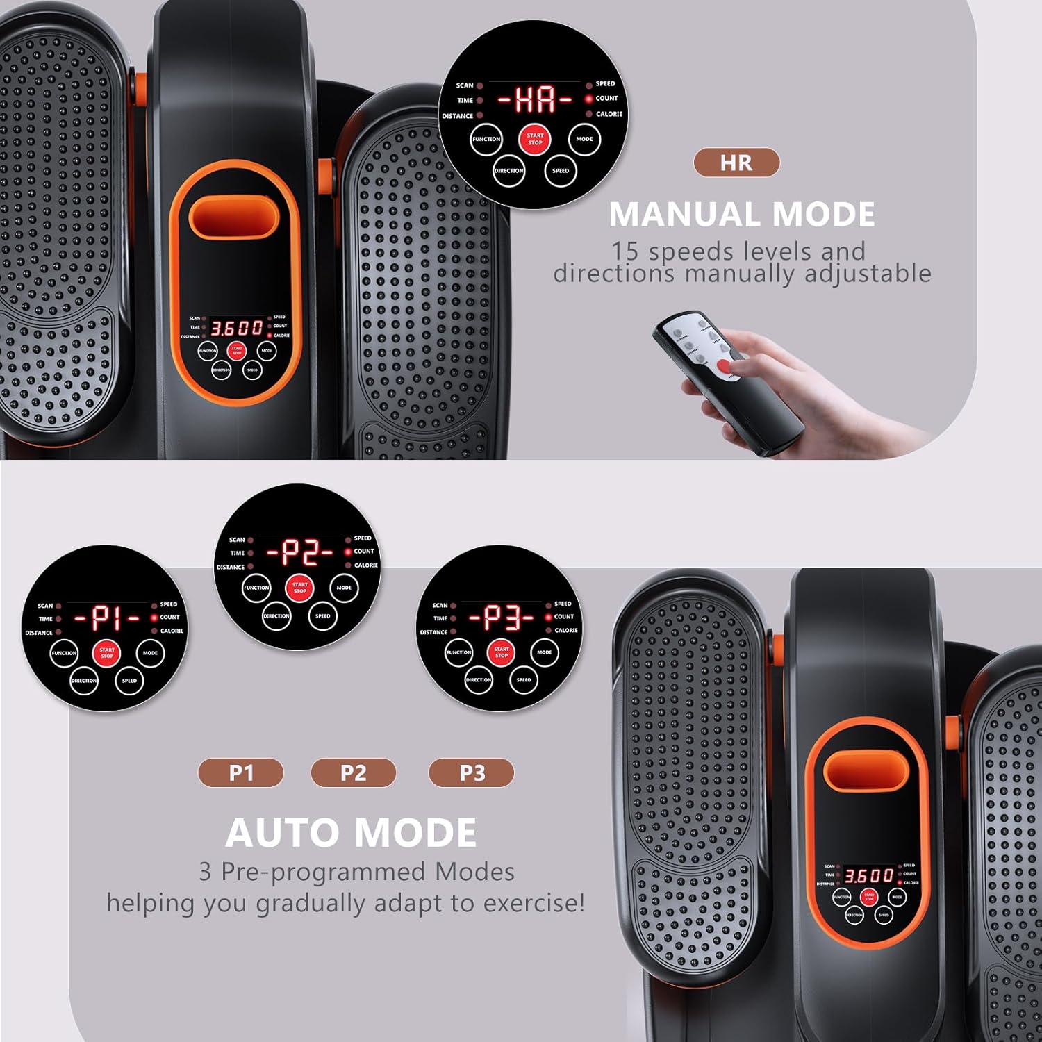 Black Bull Under Desk Elliptical Exercise Machine, Ellipse Leg Exerciser with Remote - Default Title - Image 7