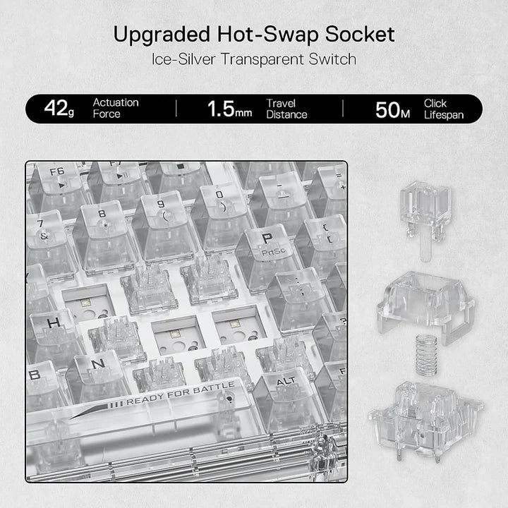 Redragon K649, ELF PRO 78% 3-Mode RGB Mechanical Keyboard - Transparent - Default Title - Image 6