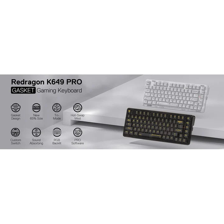Redragon K649, ELF PRO 78% 3-Mode RGB Mechanical Keyboard - Transparent - Default Title - Image 3