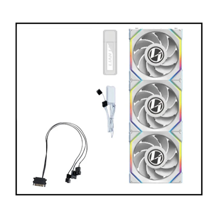 LIAN LI, UNI FAN SL Wireless LCD Reverse Blade 120mm ARGB Case Fans with 1.6” LCD Screen (3 Pack) - White - White - Image 4