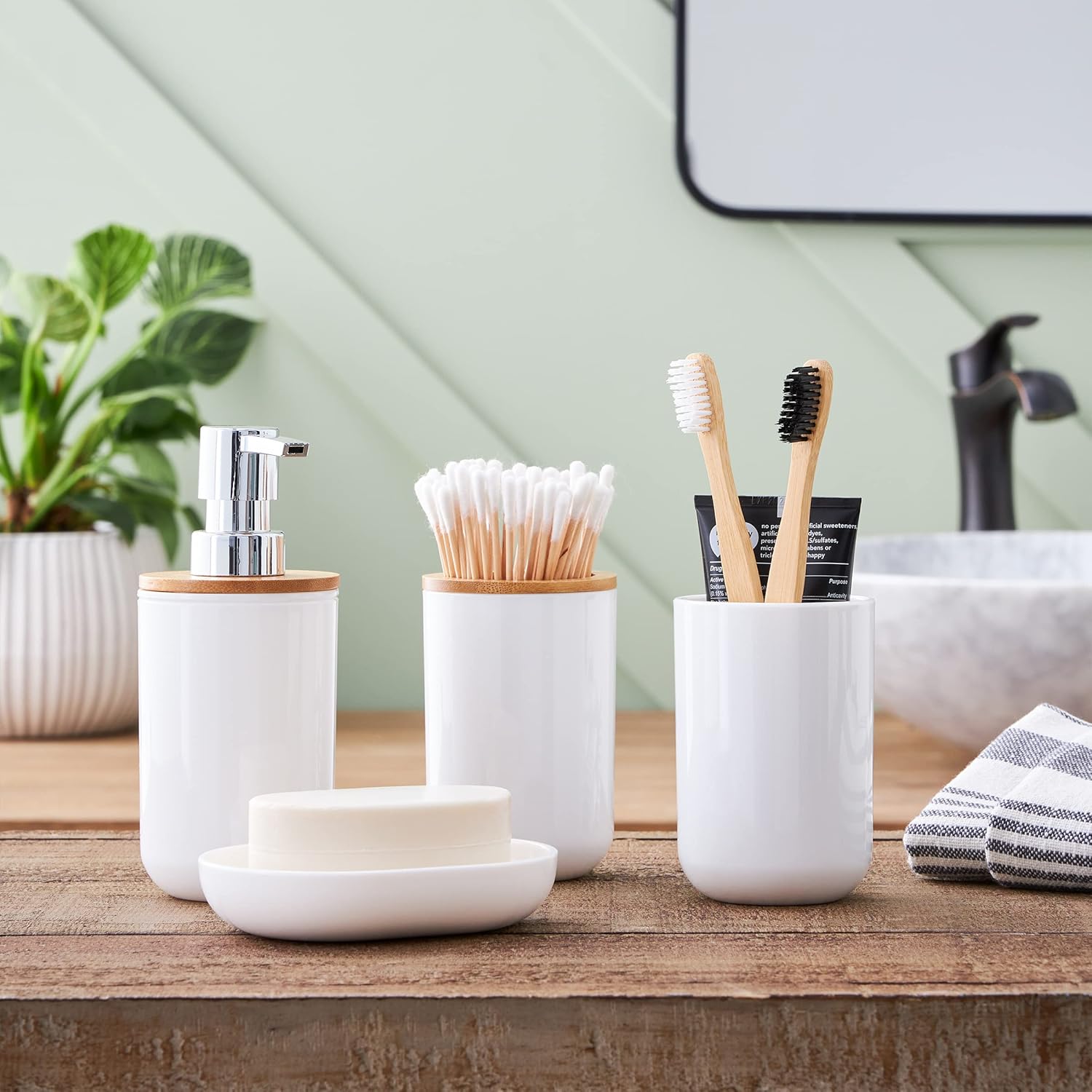 Bathroom Sanitary Set Pack of 6 White - Default Title - Image 4