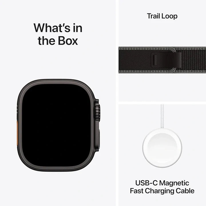 Apple Watch Ultra 3 GPS + Cellular 49mm Black Titanium Case with Black/Charcoal Trail Loop - M/L - Default Title - Image 5
