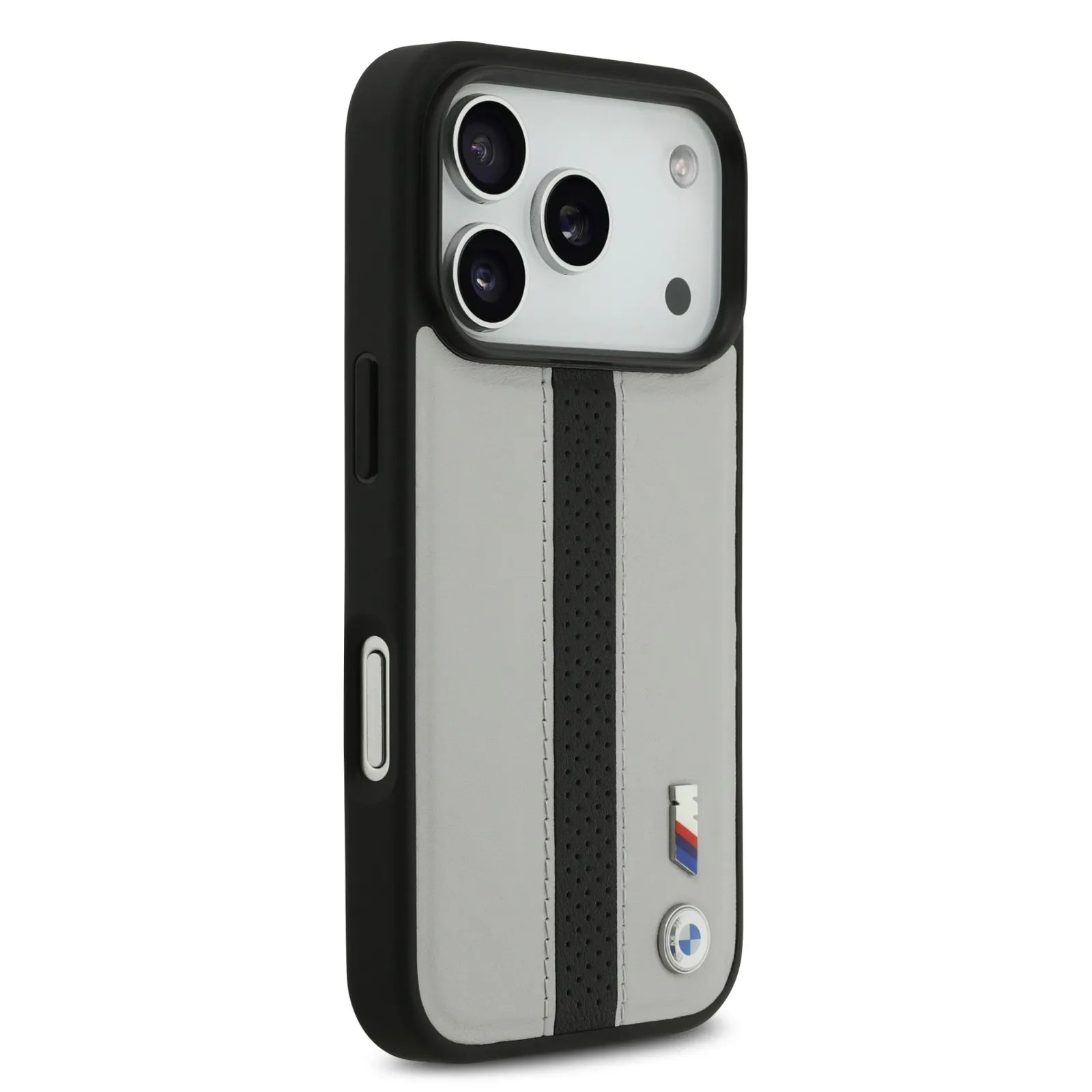 BMW, PU Leather Case with Perforated Stripes & Metal Logos, iPhone 17 Pro - Navy/Black - Image 20