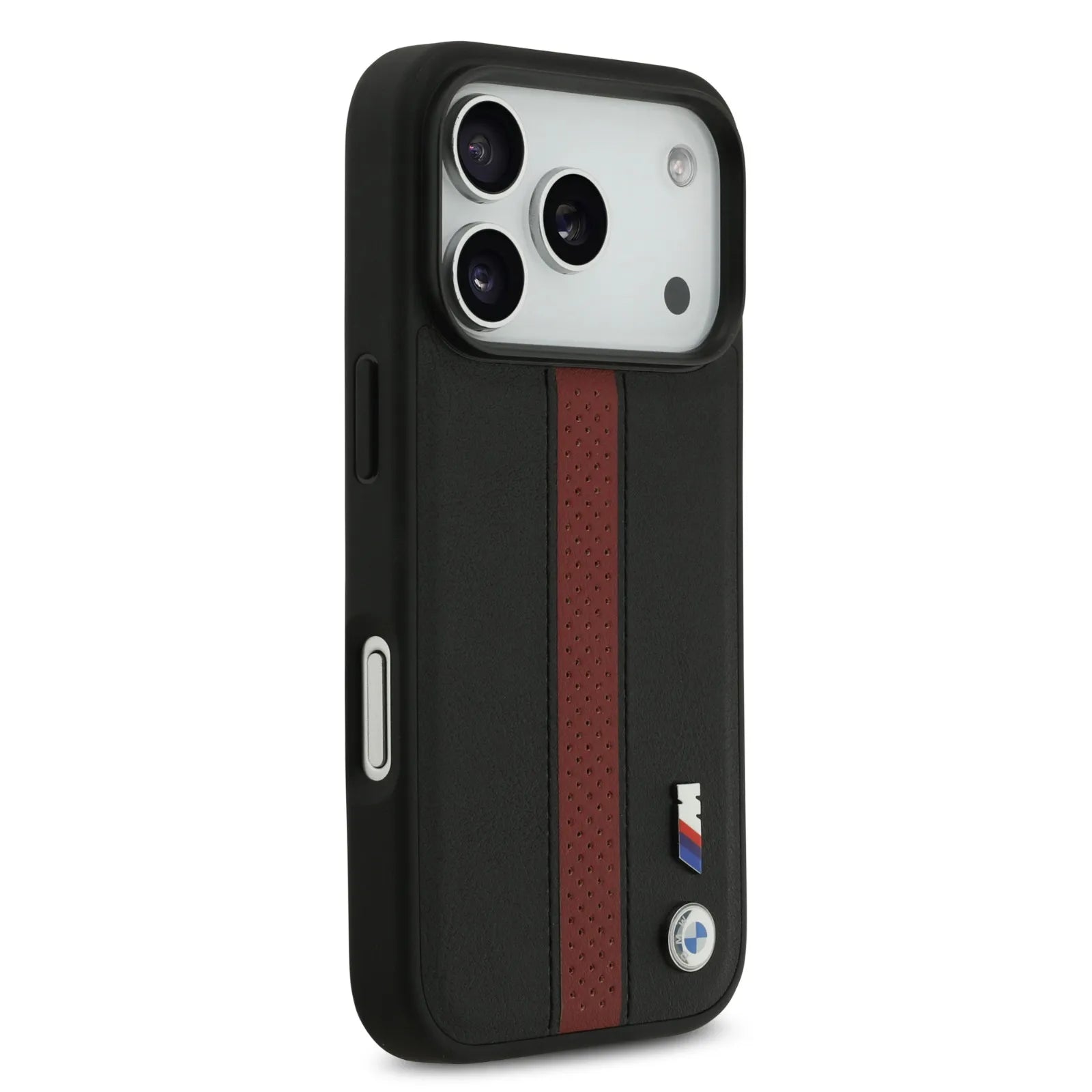 BMW, PU Leather Case with Perforated Stripes & Metal Logos, iPhone 17 Pro - Navy/Black - Image 10
