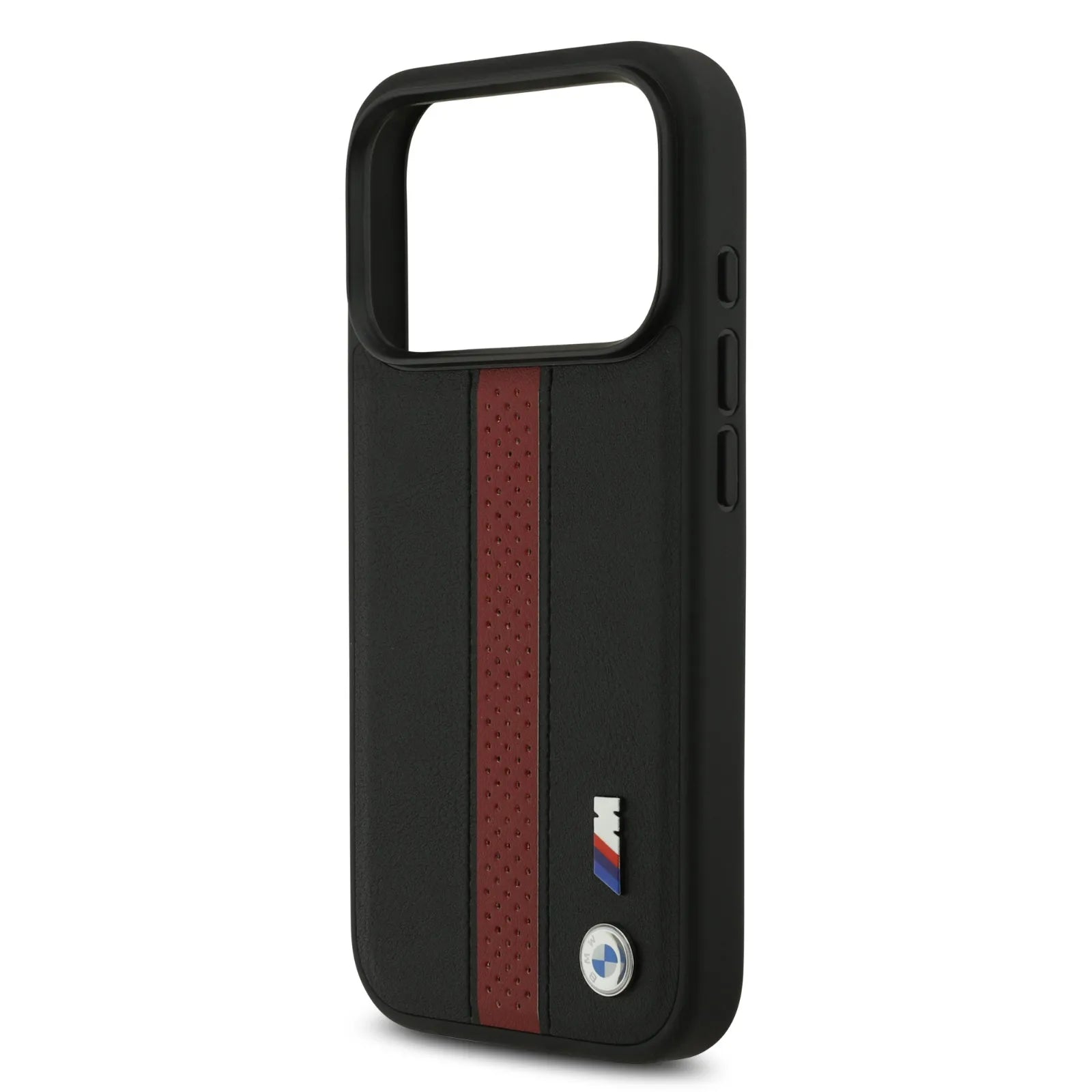 BMW, PU Leather Case with Perforated Stripes & Metal Logos, iPhone 17 Pro - Navy/Black - Image 12