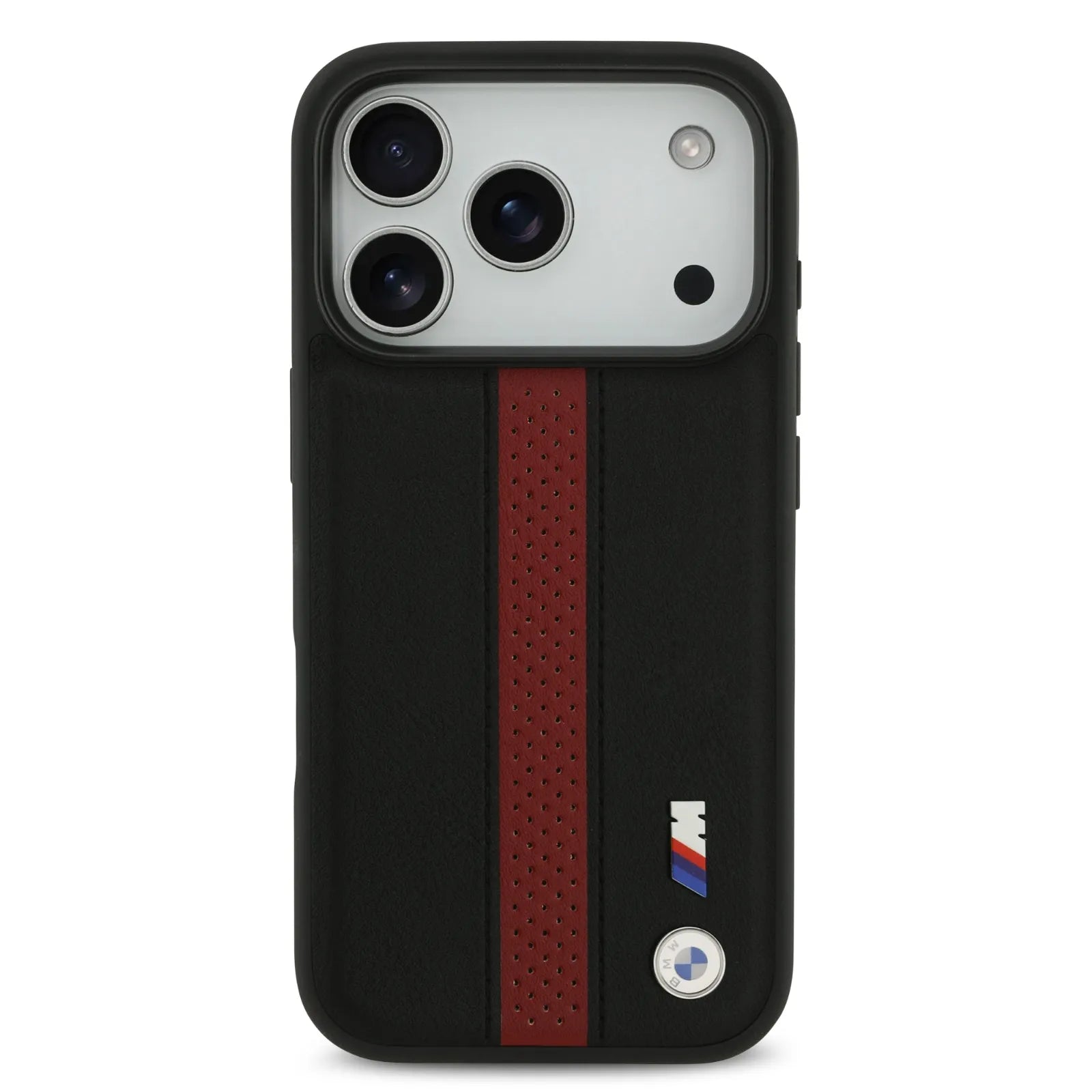 BMW, PU Leather Case with Perforated Stripes & Metal Logos, iPhone 17 Pro - Navy/Black - Image 9