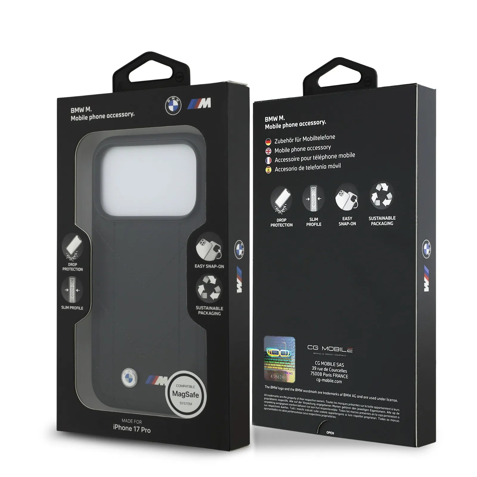 BMW, MagSafe PU Quilted Leather Case with Metal Logos, iPhone 17 Pro - Red - Image 8