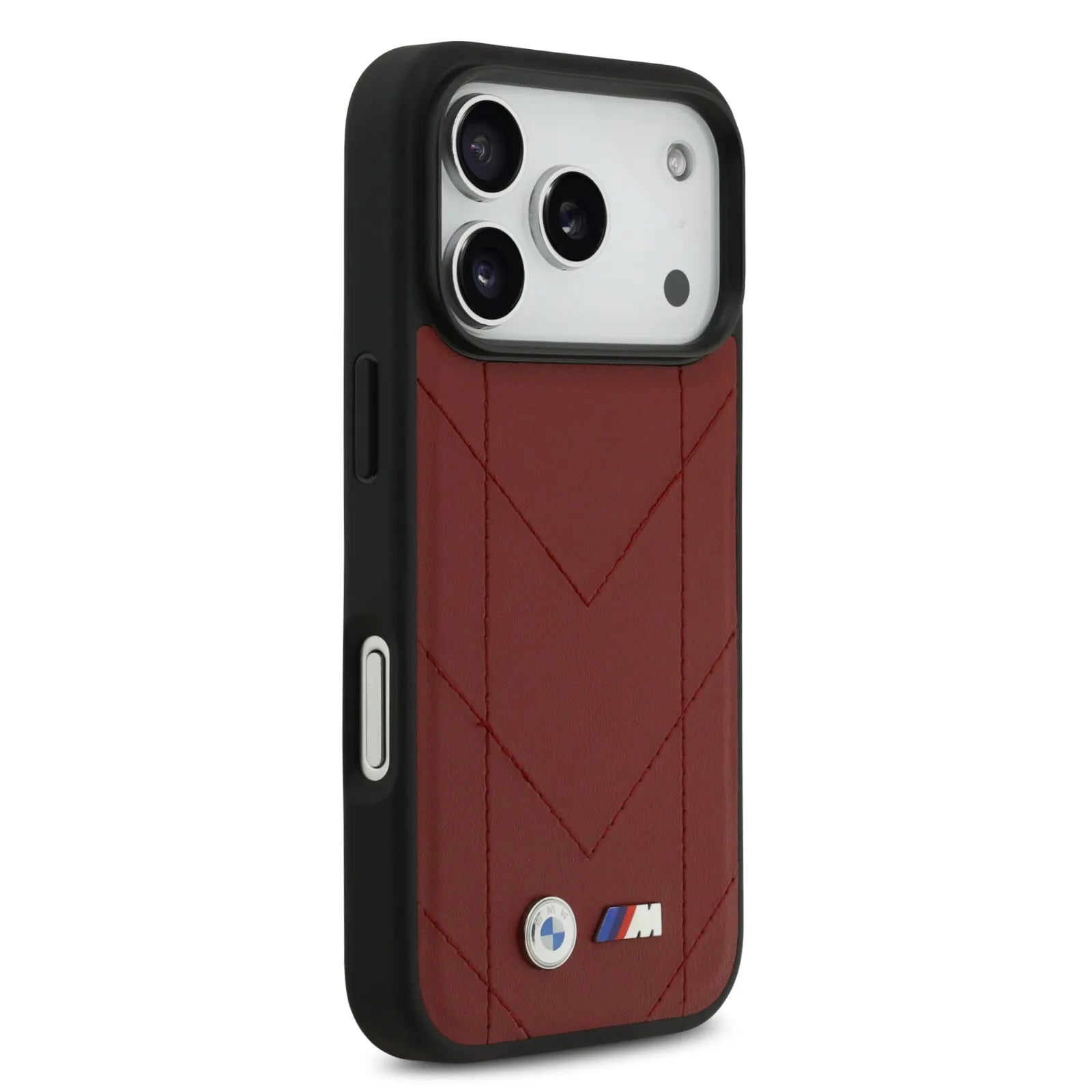 BMW, MagSafe PU Quilted Leather Case with Metal Logos, iPhone 17 Pro - Red - Image 15