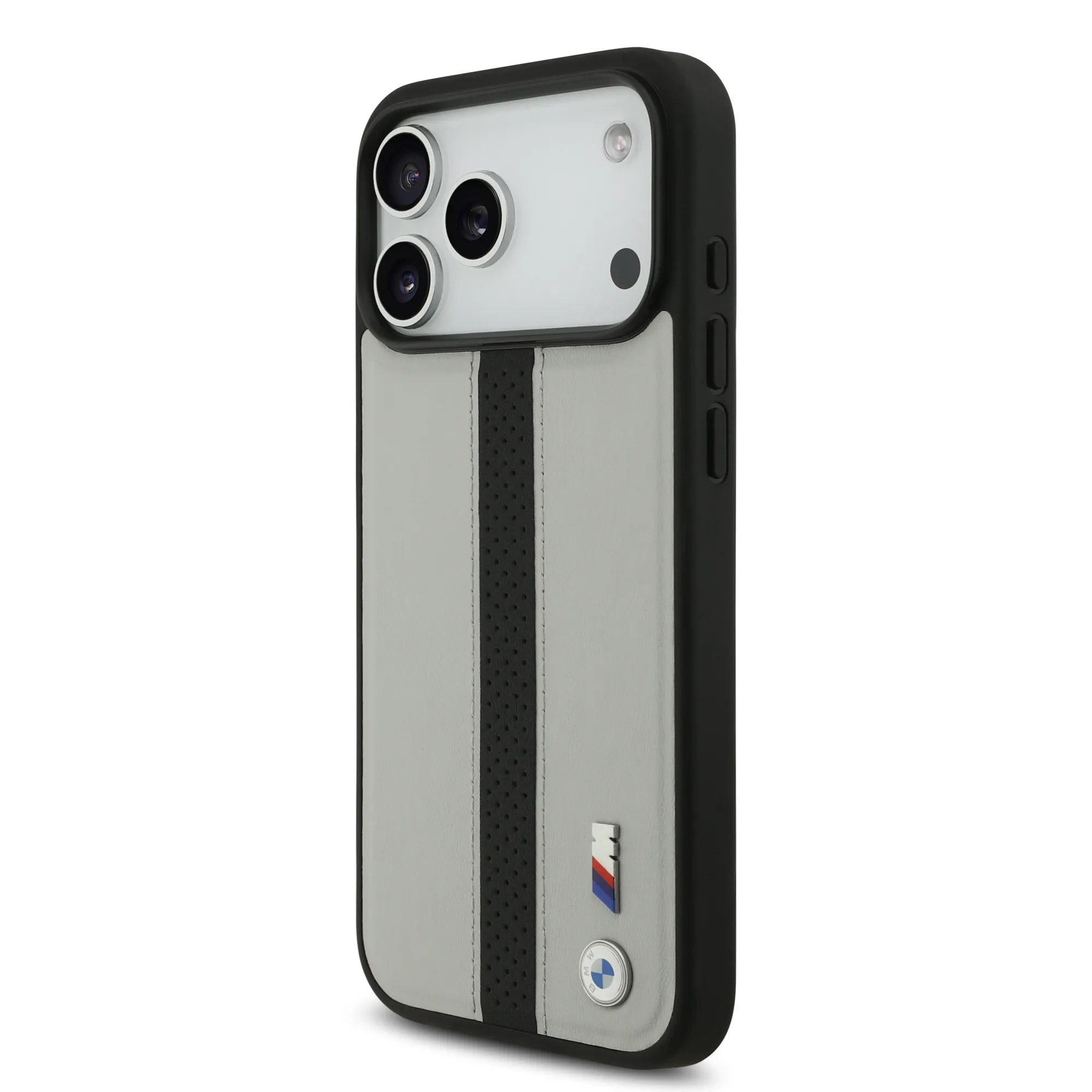 BMW, PU Leather Case with Perforated Stripes & Metal Logos, iPhone 17 Pro Max - Navy/Black - Image 21