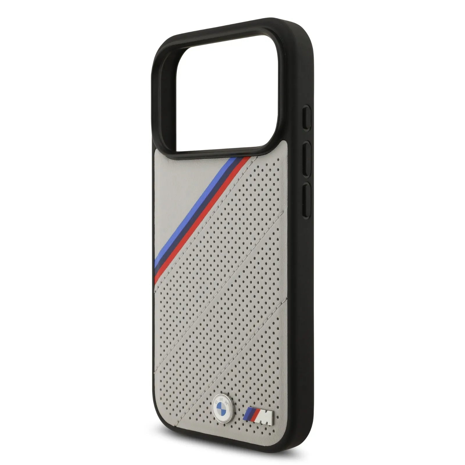 BMW, MagSafe PU Leather Case With Tricolor Slanted Stripes & Metal Logos, iPhone 17 Pro Max - Grey - Image 11