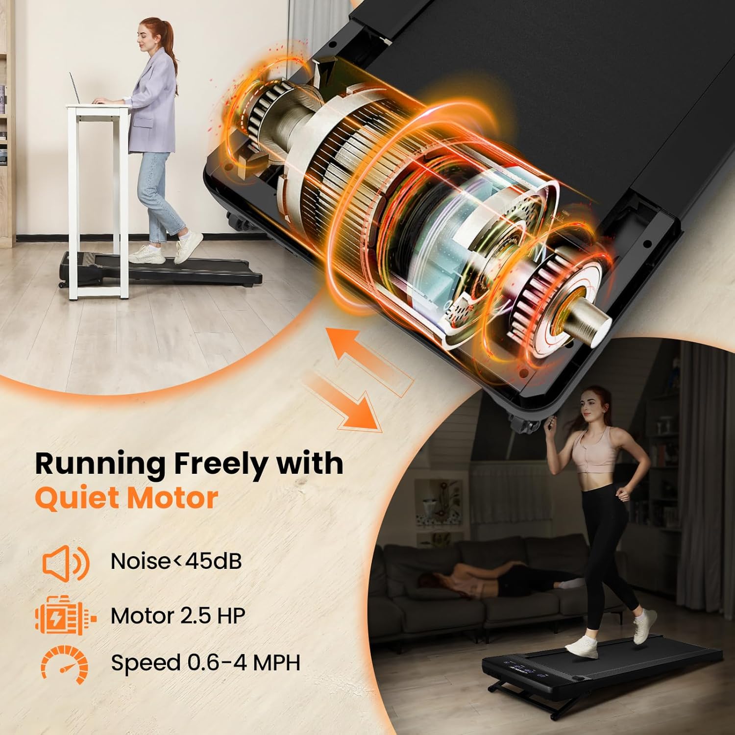 Black Bull 12% Auto Incline walking Treadmill with handrail With Big monitor and Flashlight,with bluetooth - Default Title - Image 4