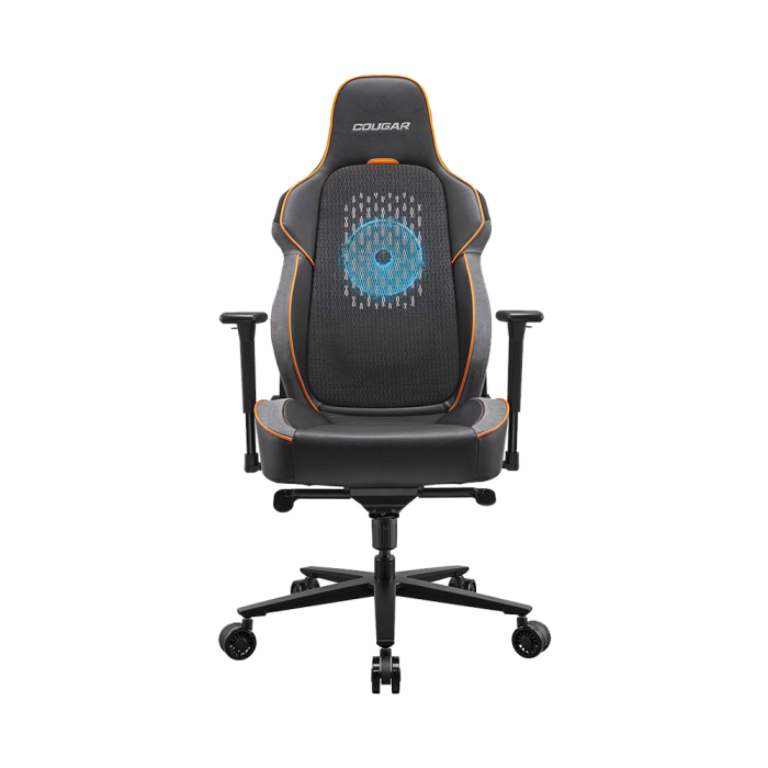 Cougar Chair NXSYS Aero, Adjustable 3D armrest, Breathable PVC leather, 200mm ARGB Fan - Black / Orange - Default Title - Image 5