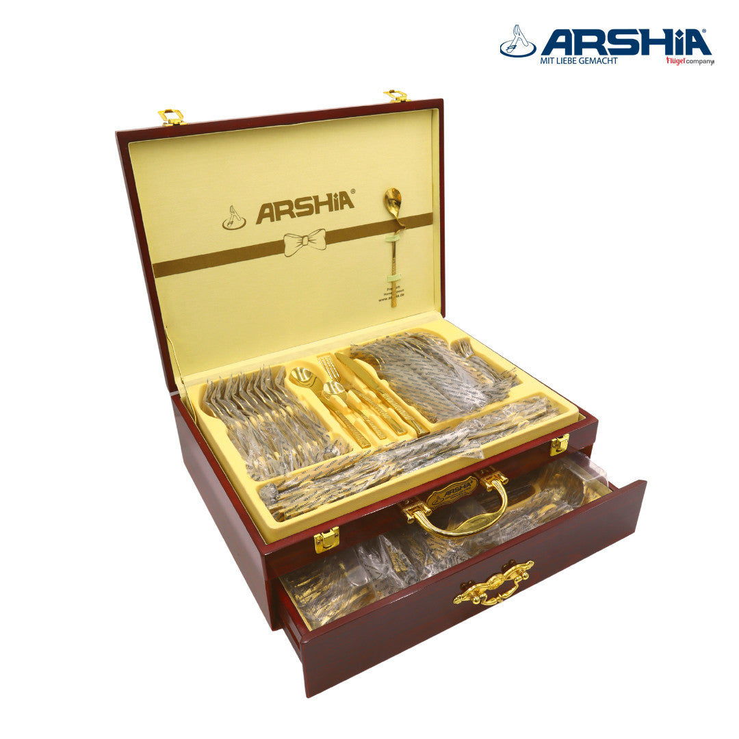 Arshia TM1401G-2360, Premium Stainless Steel Cutlery Set - 86pcs - Gold - Image 3