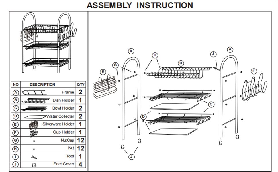 3-Tier Stainless Steel Dish Draining Rack with Mug Holder & Cutlery Drainer - Default Title - Image 4