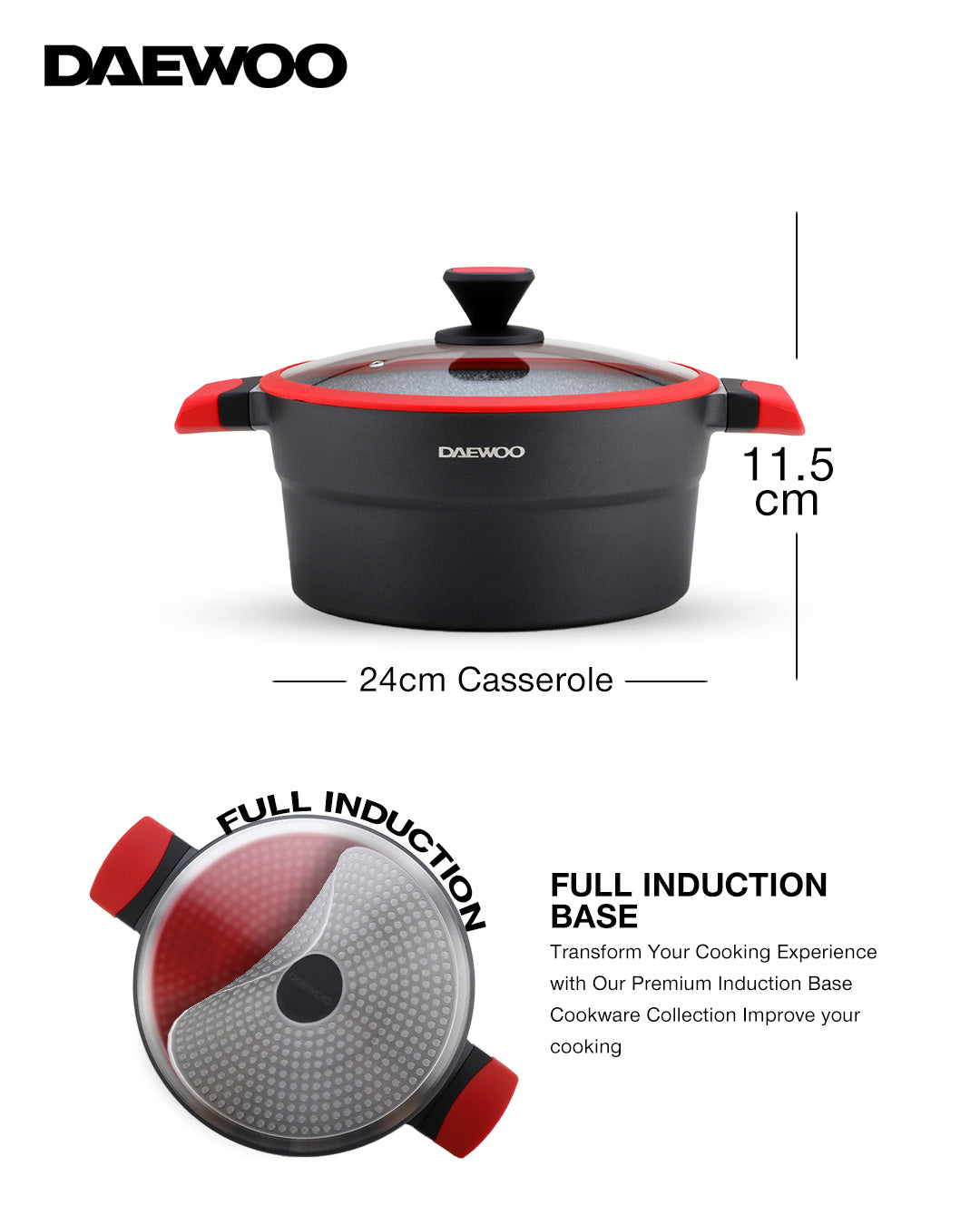 Daewoo 24 cm Granite Pot X Series - Red/Black - Default Title - Image 4