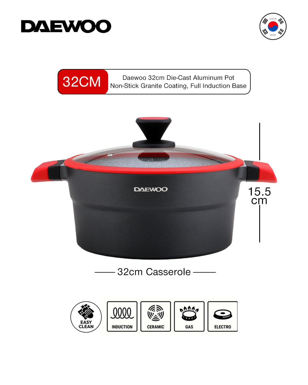Daewoo 32 cm Pot X Series - Red/Black - Default Title - Image 8