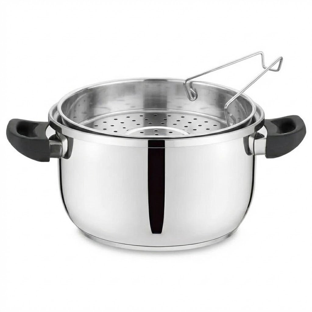 Daewoo 3-In-1 304  Stainless Steel Pressure Cooker 8L: [Save 70% Time] [3 PSI Settings], One-Hand Locking, Induction Compatible, Glass Lid & Steamer Rack Included - Default Title - Image 5
