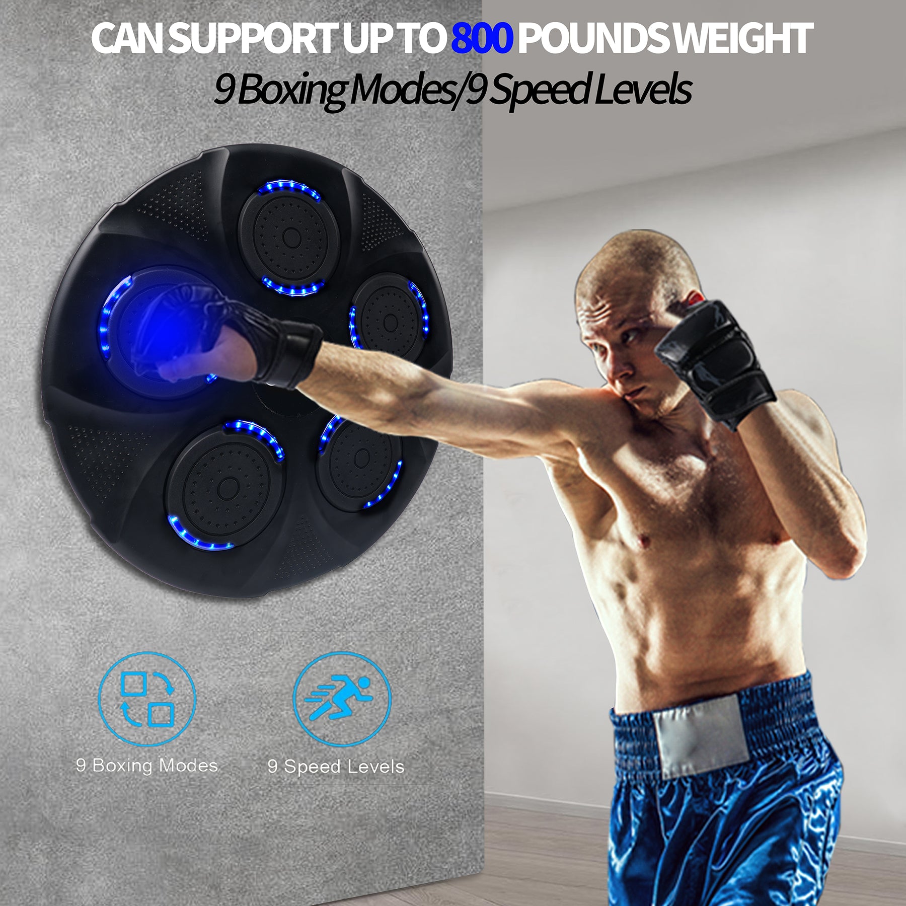 Black Bull Music Boxing Machine, Rechargeable Boxing Equipment, Home Smart Boxing Target Workout Machine Digital Boxing for Kids and Adults - Default Title - Image 5
