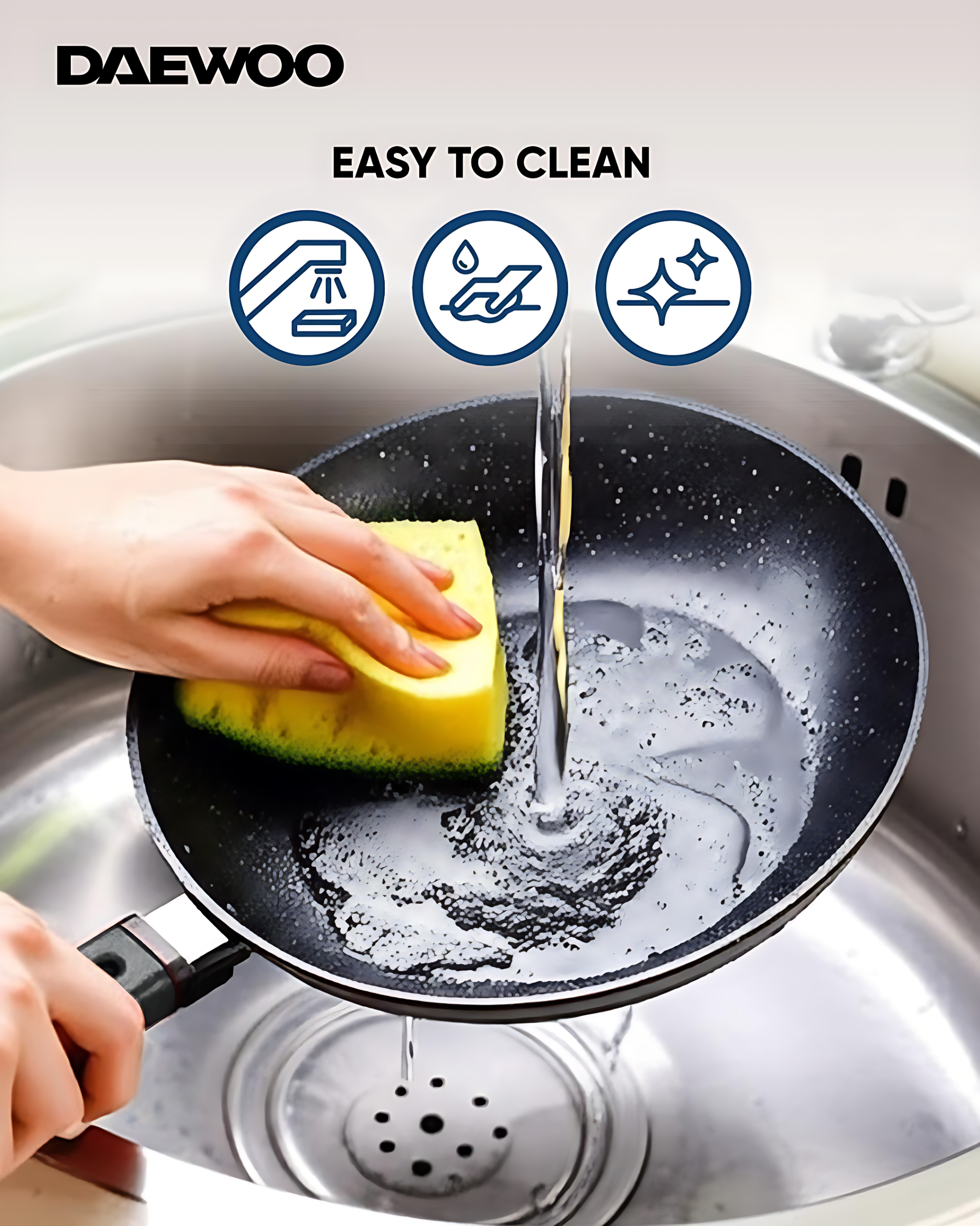 Daewoo Granite Frying Pan 28 cm - Black - Default Title - Image 3