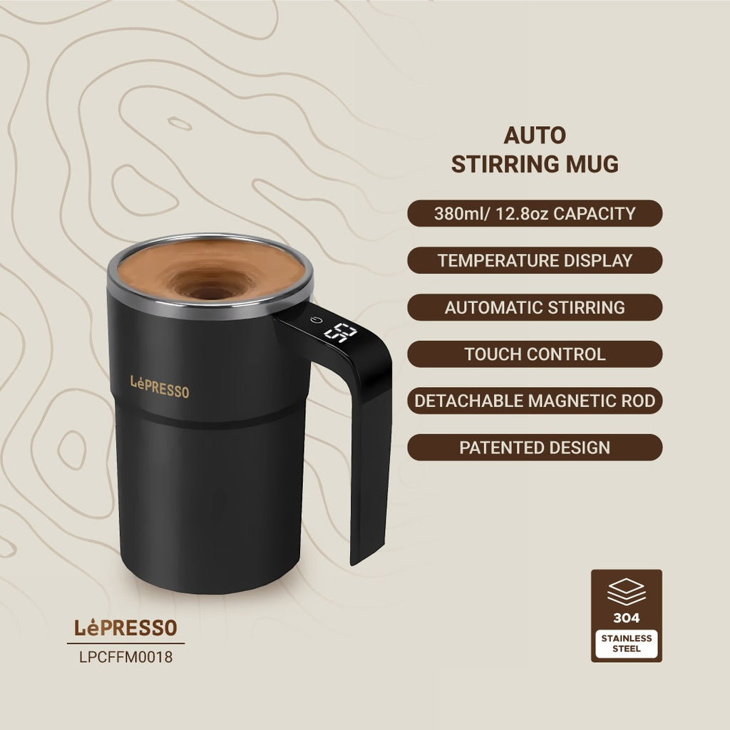 LePresso Stirmagic Auto Stirring Mug - Black - Black - Image 4