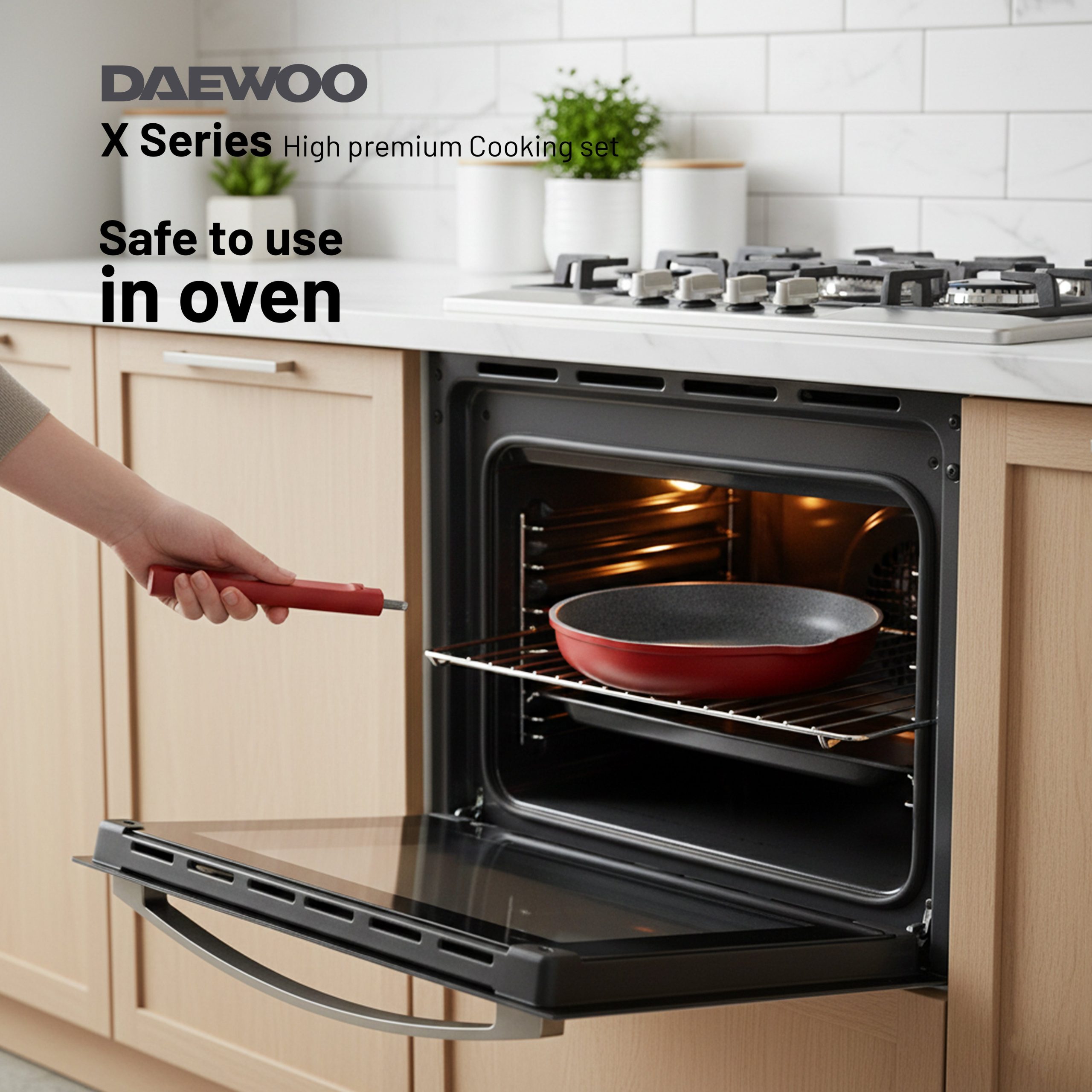 Daewoo Granite Frying Pan 28 cm - Red - Red - Image 5