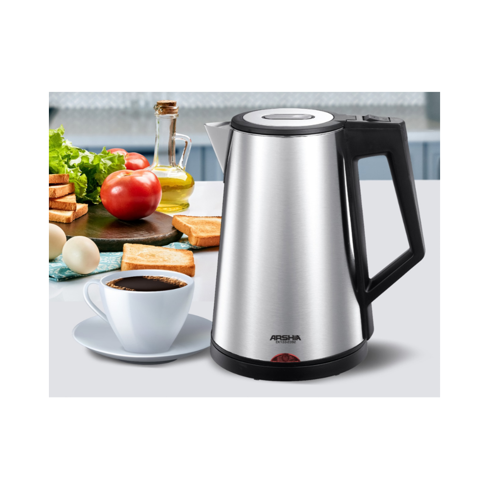 Arshia EK133-2392, Stainless Steel Electric Kettle, 1.7L Fast Boil, Safety Protection, 1800W – Silver - Silver - Image 3