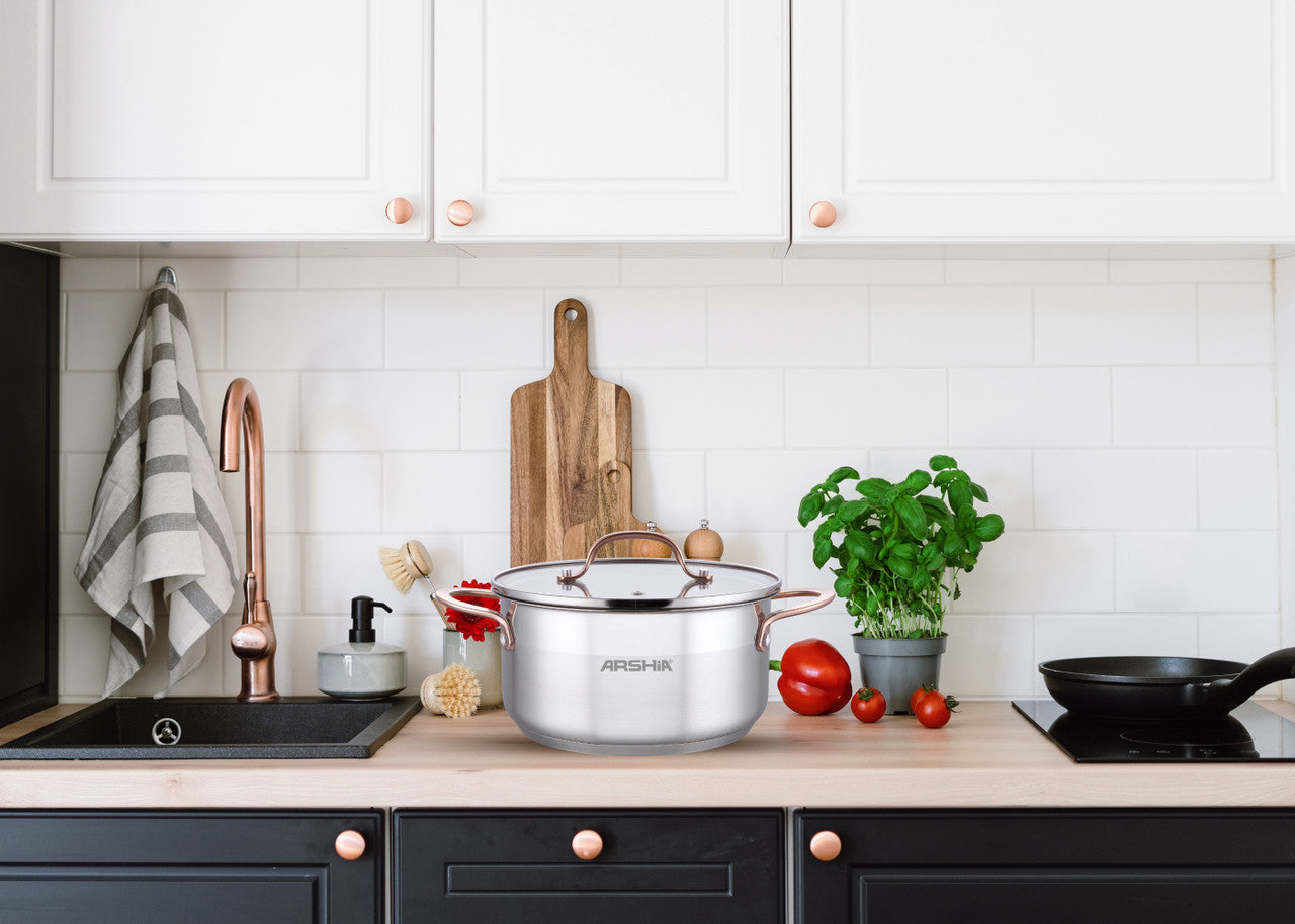 Arshia SS014-2973, 20cm Stainless Steel Casserole With 2 Lids - Silver - Image 5