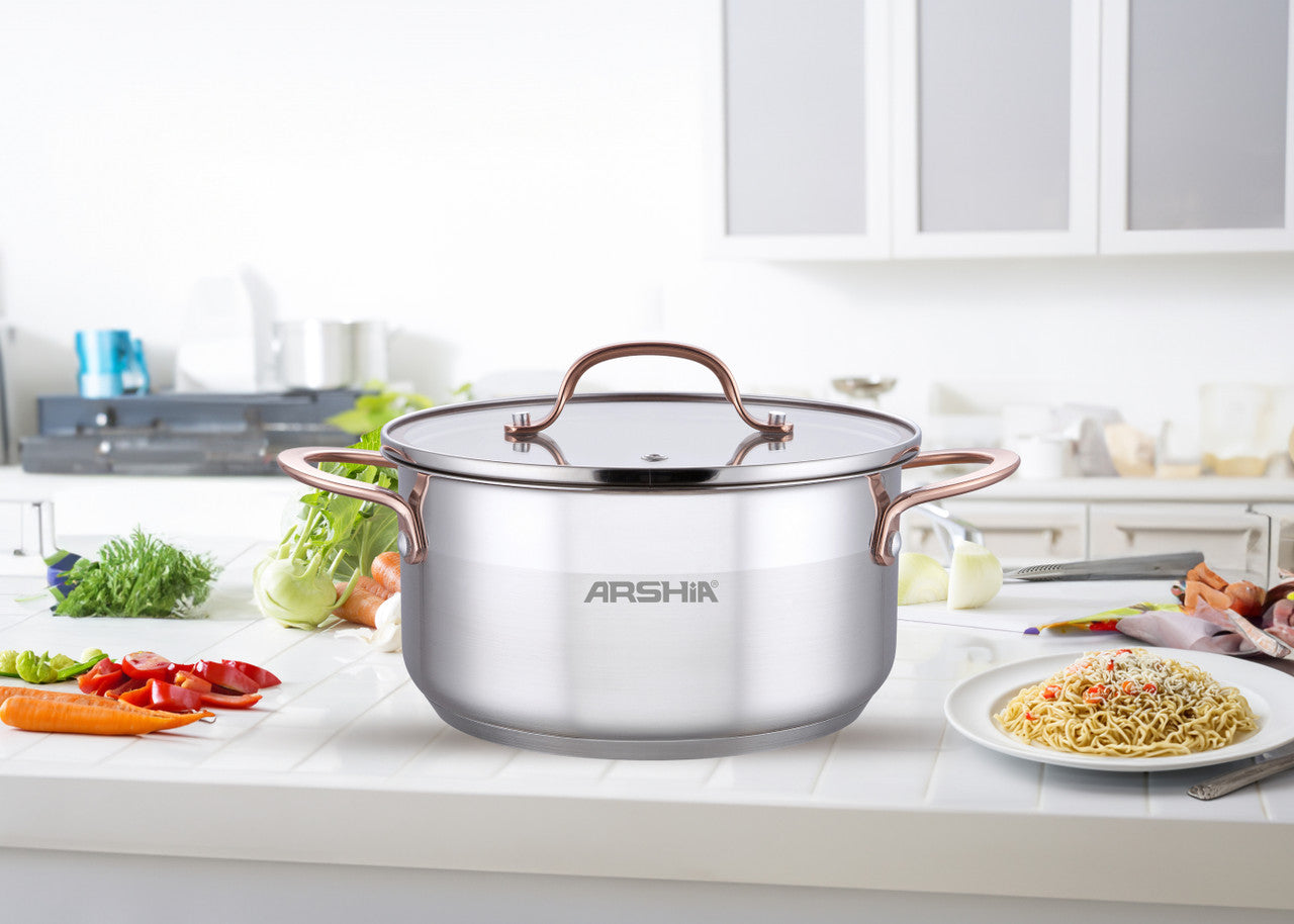 Arshia SS014-2976, 26cm Stainless Steel Casserole With 2 Lid - Silver - Image 5