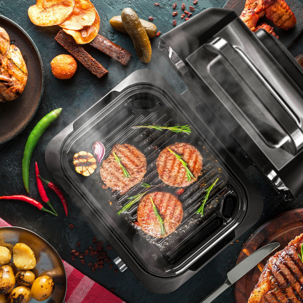 Arshia GM498-3305BS, 10-in-1 Air Fryer Grill Master 1750W – 10L XL Capacity - Black - Image 7