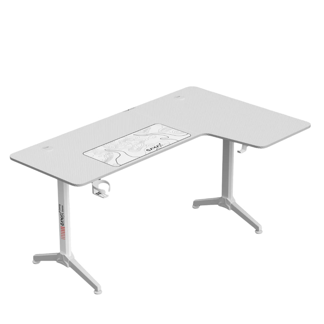 Gamax -R Gaming Table (L-Shaped) 160*100*75cm - with Mousepad Right - White ( Installation not included ) - Default Title - Image 3